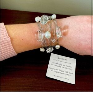 Artisan Handmade Pearl & Crystal Cuff